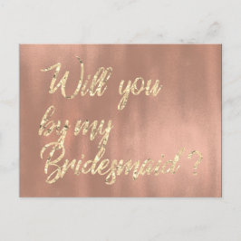 Invitation Carte Postale Serez-Vous Ma Rose D'Accueil Pink Gold Faux