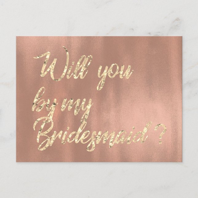 Invitation Carte Postale Serez-Vous Ma Rose D'Accueil Pink Gold Faux (Devant)