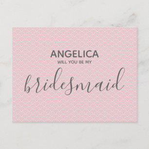 Invitation Carte Postale Serez-vous ma servante d'accueil Pretty Pink Motif