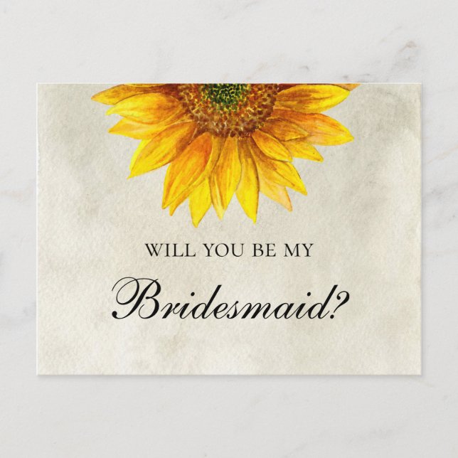 Invitation Carte Postale Serez-vous ma servante d'honneur Sunflower mariage (Devant)