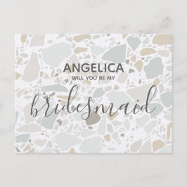 Invitation Carte Postale Serez-vous ma servante White Terrazzo Modern