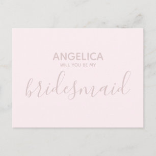 Invitation Carte Postale Serez-vous ma serveuse d'accueil simple rose paste