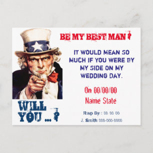 Invitation Carte Postale serez-vous mon meilleur homme, groom
