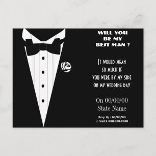 Invitation Carte Postale serez-vous mon meilleur homme ? soyez mes groomsma