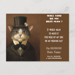 Invitation Carte Postale serez-vous mon meilleur homme ? soyez mes groomsma