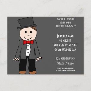 Invitation Carte Postale serez-vous mon meilleur homme ? soyez mes groomsma