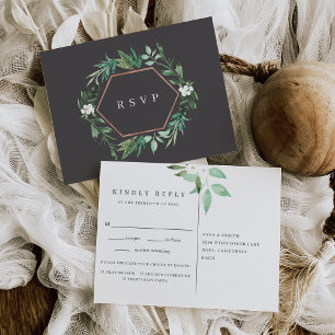 Invitation Carte Postale Serre   Aquarelle Botanique Choix de repas RSVP