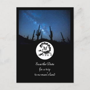 Invitation Carte Postale Silhouette noir Scorpion Monogramme Photo