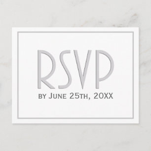 Invitation Carte Postale Silver Grey Classique Mariage simple RSVP