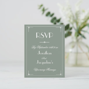 Invitation Carte Postale Simple Elégant Sage Green Classic Wedding RSVP