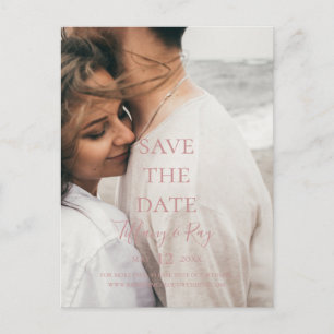 Invitation Carte Postale Simple Élégante Rose Or Photo Enregistrer La Date