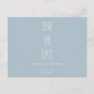 Invitation Carte Postale Simple Mariage Hivernal Bleu Glacé Enregistrez la