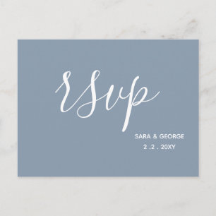 Invitation Carte Postale Simple minimaliste moderne Dusty Blue Mariage
