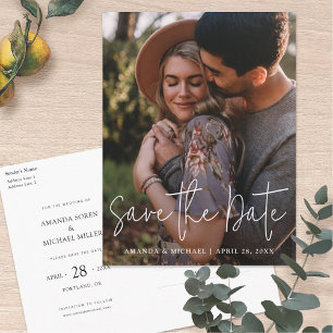 Invitation Carte Postale Simple moderne photo mariage complet Enregistrer l