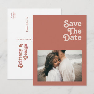 Invitation Carte Postale Simples Rétro Vibes   Vieille Rose Photo Enregistr