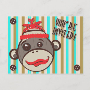 Invitation Carte Postale Singe fou de chaussette de casquette vous êtes