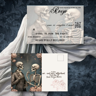 Invitation Carte Postale Skeleton Couple Jusqu'à la mort Faisons-nous parti