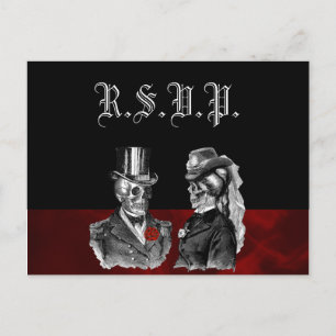 Invitation Carte Postale Skeleton mariage Skuls RSVP