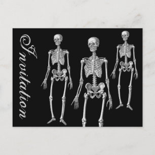 Invitation Carte Postale Skeletons sur l'invitation d'Halloween de mars