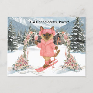 Invitation Carte Postale Ski pour la mariée sur la pente Bachelorette Party