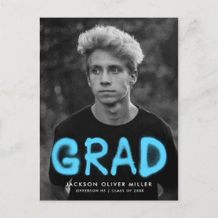 Invitation Carte Postale Sky Blue Spray Paint Photo Party Graduation