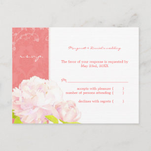 Invitation Carte Postale Soft rose Peony Mariage RSVP