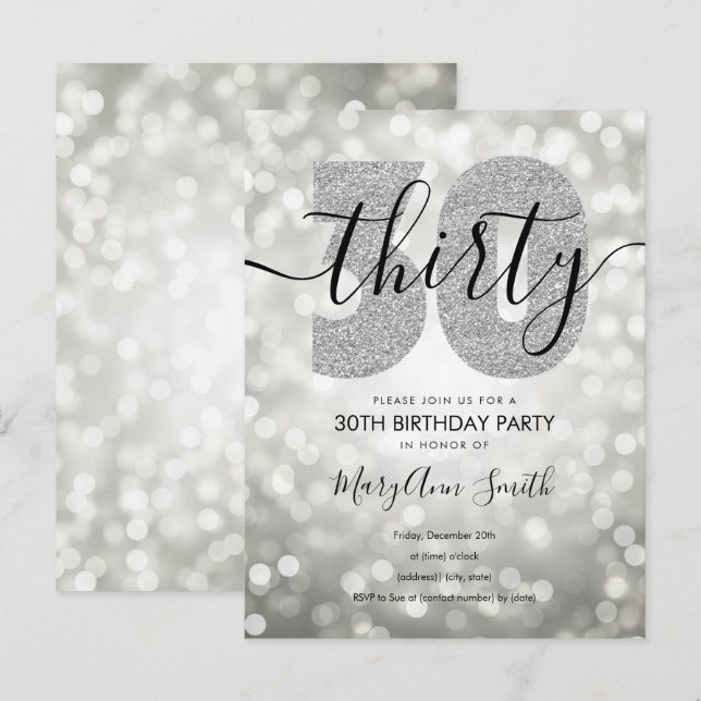 Invitation Carte Postale Soirée 30e anniversaire moderne et élégante (Devant / Derrière)