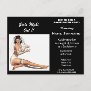 Invitation Carte Postale soirée bachelorette, douche nuptiale, fête de poul