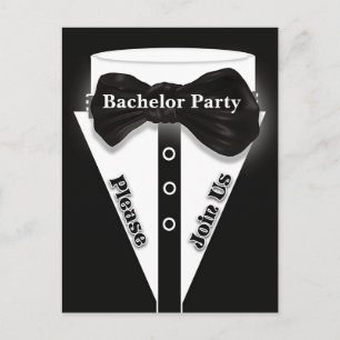 Invitation Carte Postale Soirée de garçons célibataires en smoking