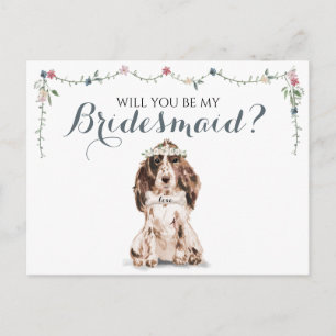 Invitation Carte Postale Sois ma femme d'honneur Cocker Spaniel Dog