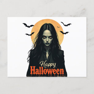 Invitation Carte Postale Sorcière gothique d'Halloween