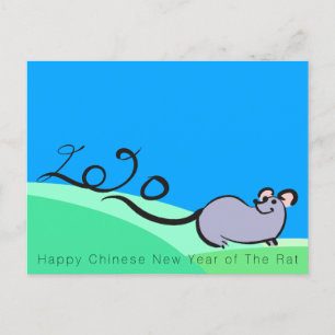 Invitation Carte Postale Souris de dessin paysager Rat chinois Année 2020 P