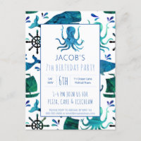 Sous l'aquarelle de la mer Octopus Anniversaire Na