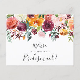 Invitation Carte Postale Soyez Ma Femme D'Accueil Fleurs Jaunes Bourgogne