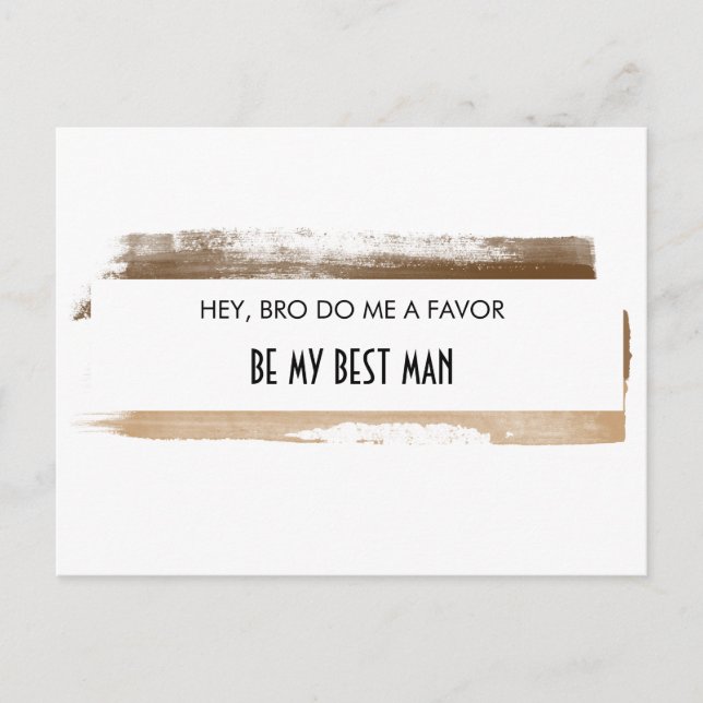 Invitation Carte Postale Soyez Mon Meilleur Homme Brown Aquarelle Paint Str (Devant)