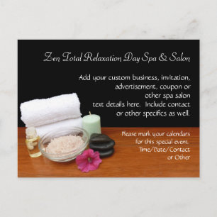 Invitation Carte Postale Spa/Massage/Pedicure Salon Scène Noir/Couleur