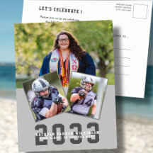 Sporty Girl Modern Bold Script 3 Photo Graduation