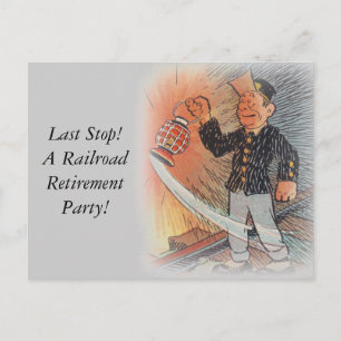 Invitation Carte Postale Station de la partie de retrait ferroviaire Vintag
