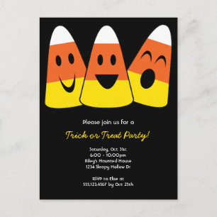 Invitation Carte Postale Sucre bonbon de maïs tour ou traiter Halloween fêt
