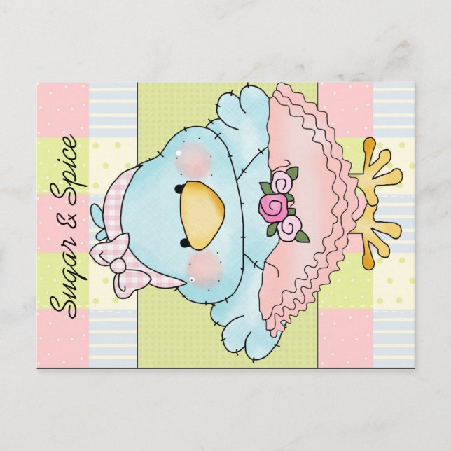 Invitation Carte Postale Sucre et épice mignonne bébé fille douche (Devant)