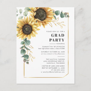 Invitation Carte Postale Sunflower Eucalyptus Graduation 2025 Party
