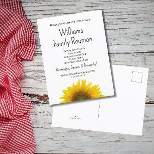 Invitation Carte Postale Sunflower Moderne Simple Réunion familiale Bbq
