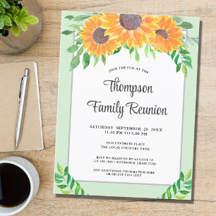 Invitation Carte Postale Sunflower Reunion familiale