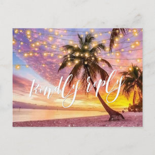 Invitation Carte Postale Sunset Beach moderne et étoiles Mariage d'été RSVP