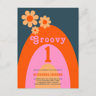 Invitation Carte Postale Super One Rainbow 1er anniversaire
