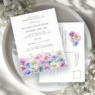 Invitation Carte Postale SURPRISE PARTY 60 Anniversaire Septembre Fleur de 