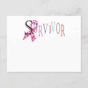 Invitation Carte Postale Survivor Pink Ribbon Breast Cancer Awareness