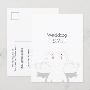 Invitation Carte Postale Swans Design Wedding RSVP