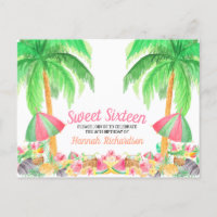 Sweet 16 Aquarelle Hawaiian thème anniversaire