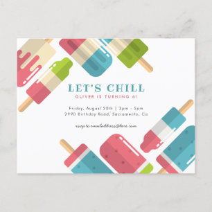 Invitation Carte Postale Sweet Summer Popsicle pour enfants fête d'annivers